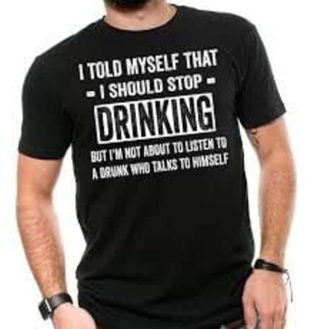 Gildan DryBlend Men's Black Graphic T-Shirt funny drinking tee sz medium